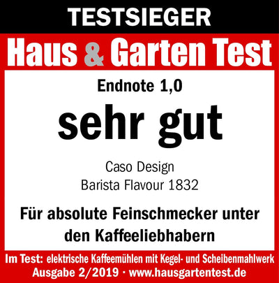 Caso Barista Flavour, elektrische Design- Kaffeemühle, Mahlgrad in 15 Stufen einstellbar, Kegelmahlw