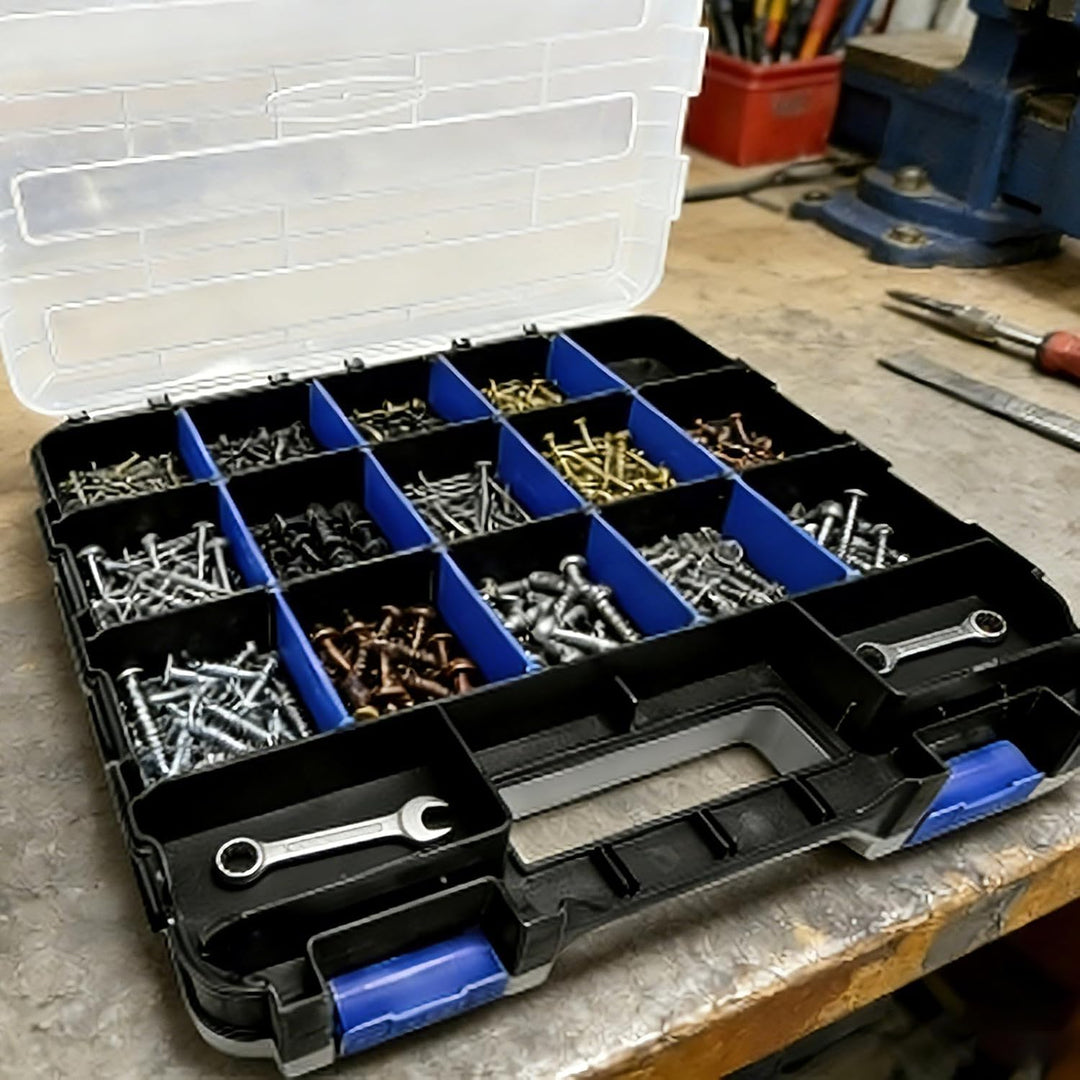 Doppelseitige Schrauben Sortierbox Werkzeug Organizer 34 Fächer Kleinteile Organizer mit Abnehmbarer