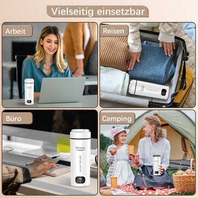 Kssvzz Reisewasserkocher Klein 450ml, Mini Wasserkocher mit 6 Temperatureinstellung, 110~240V 300W T