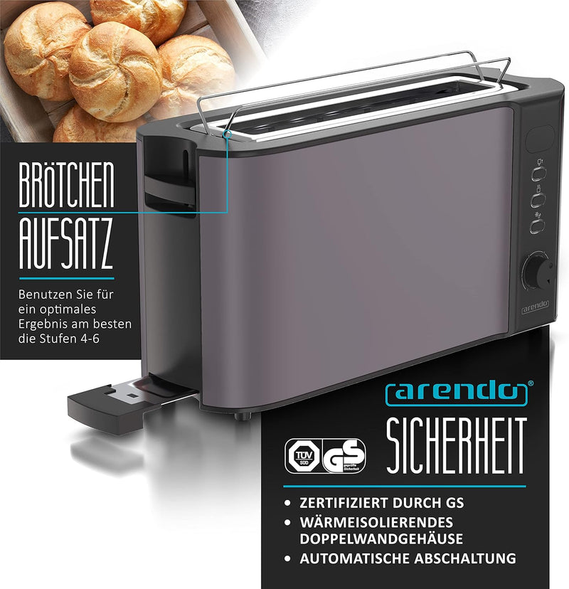 Arendo - Toaster Langschlitz 2 Scheiben - Defrost Funktion - 1000W - Doppelwandgehäuse - Integrierte