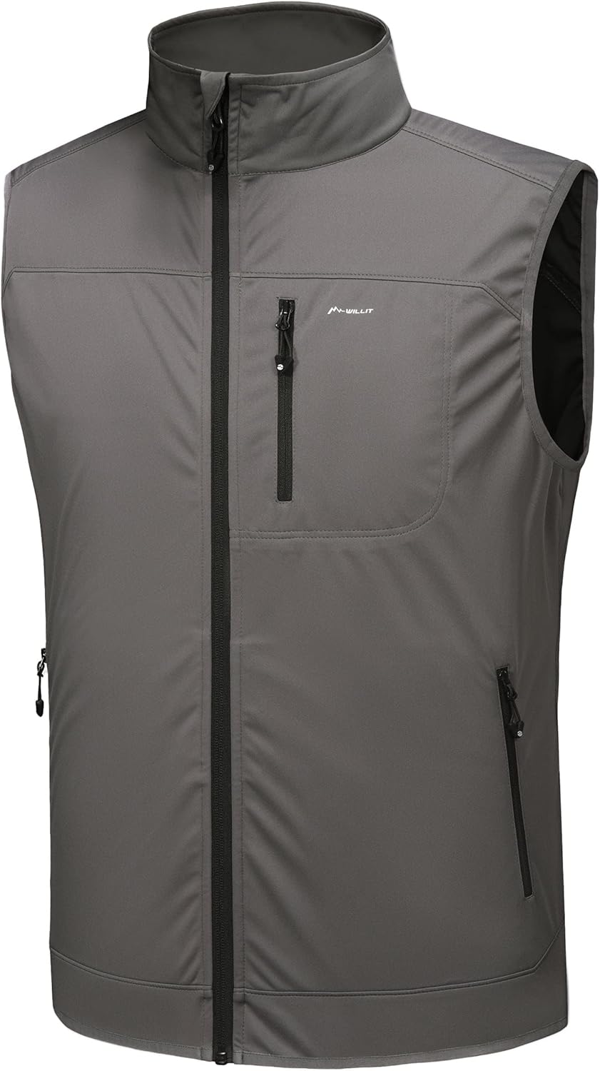 WILLIT Herren Golf Weste Leichtgewicht Softshell Weste Outerwear Ärmellose Jacke für Wandern Laufen