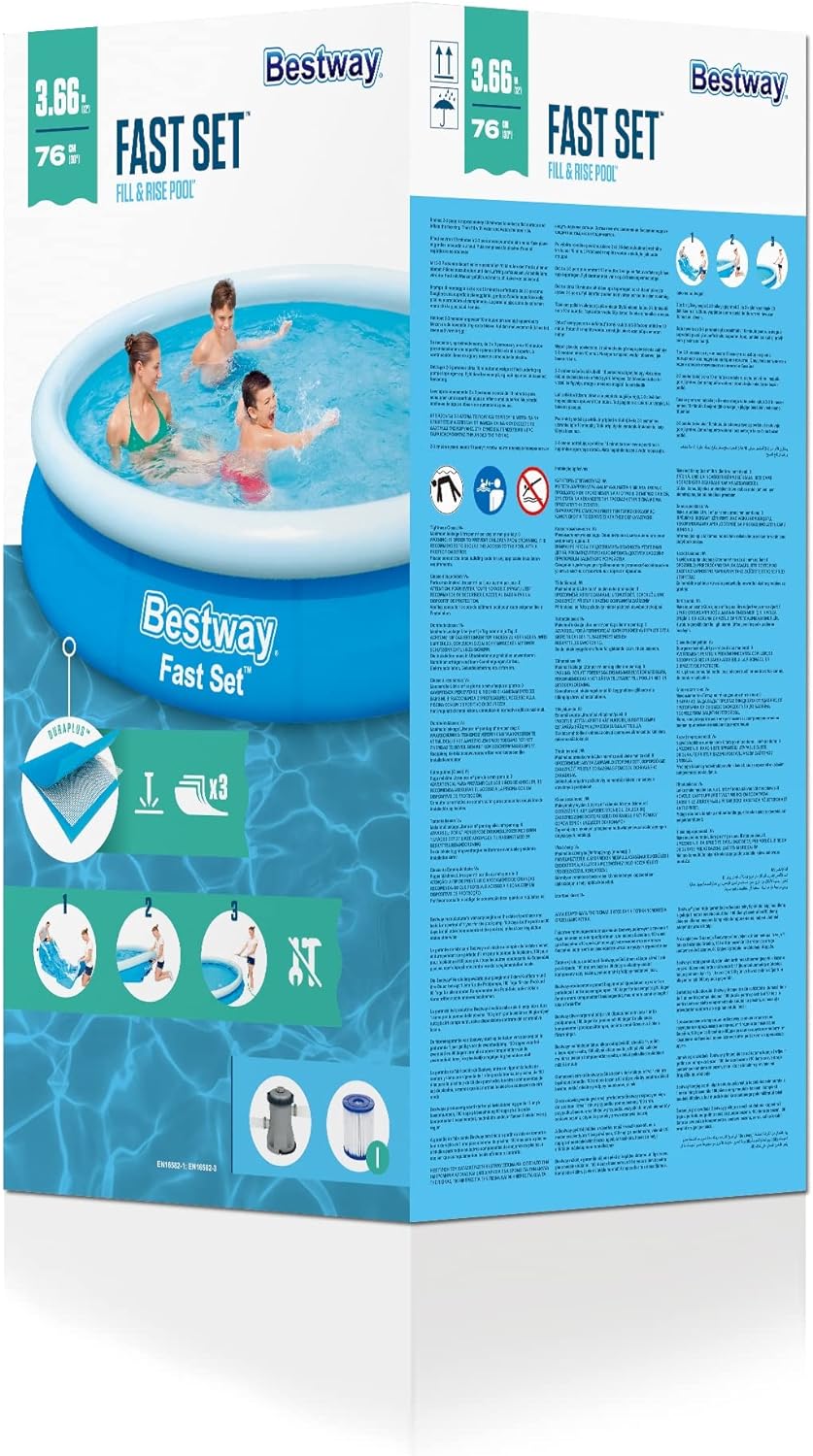 Bestway Fast Set Inflatable Pool Set Round 3.66 m x 76 cm