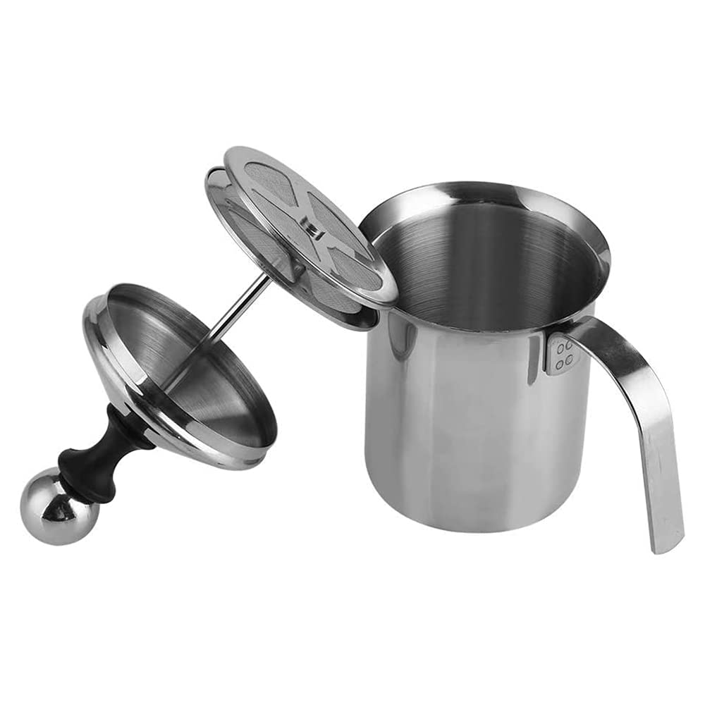 Manueller Milchaufschäumer, Edelstahl, Handpumpe, Milchaufschäumer, handbetriebener Milchschaummache