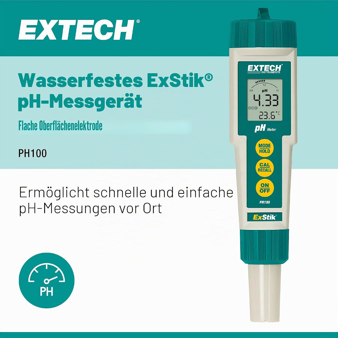 Extech Wasserdichtes pH-Messgerät, 1 Stück, PH100, PH