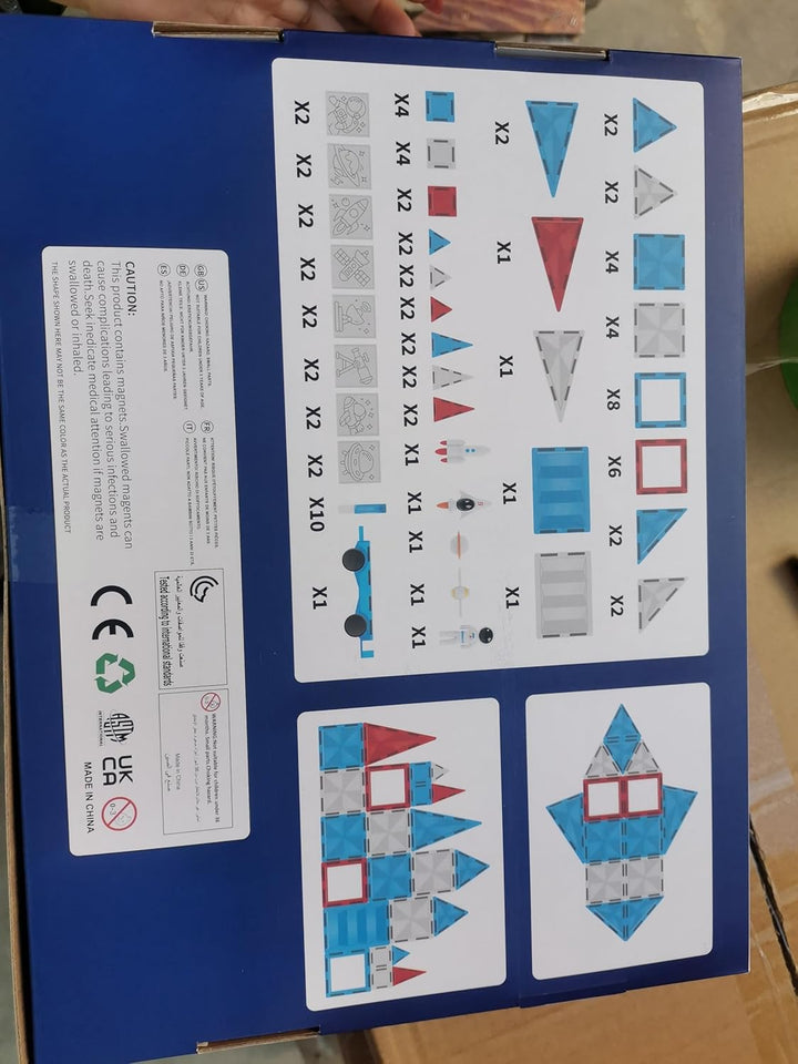 Magnetische Fliesen Space-Thema, 3D Magnetbausteine Weltraum-Serie mit DIY Mal-Set, STEM Lernspielze