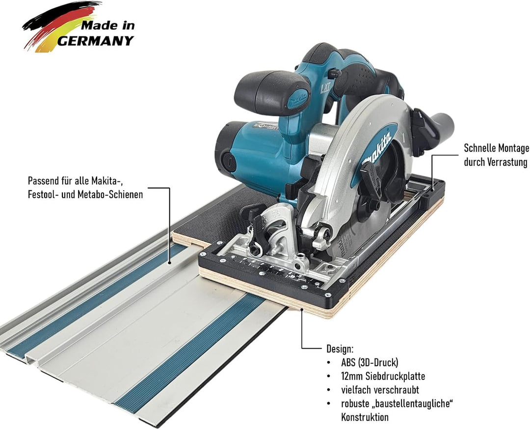 Führungsschienenadapter kompatibel mit Makita DSS611Z / DSS610Z für Makita-Schiene und weitere Marke