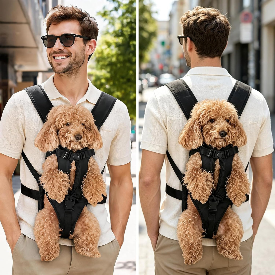 Hunderucksack bis 10kg, Verstellbarer Frontträger für Welpen & kleine Hunde, Atmungsaktive Sicherhei