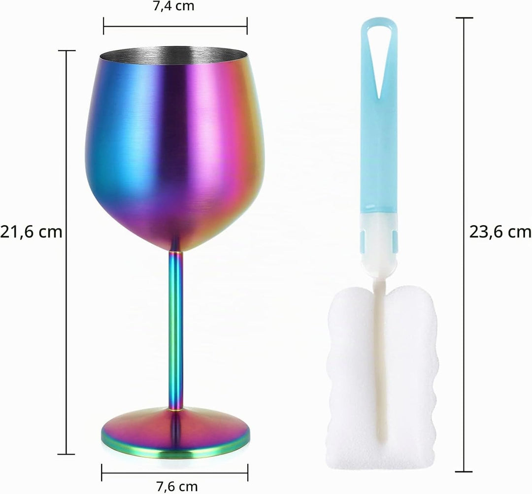 Livole Cocktailgläser aus Edelstahl, Rotweingläser mit Stiel, Unzerbrechlich Weingläser, 18Oz 550ml