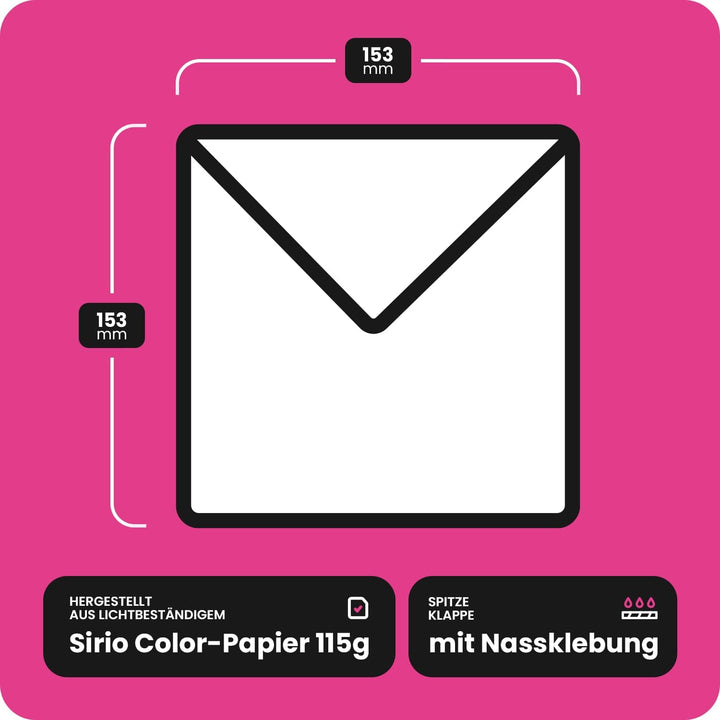Netuno 500 quadratische Briefumschläge Grau 153 x 153 mm 115g Sirio Color Pietra farbige Umschläge q