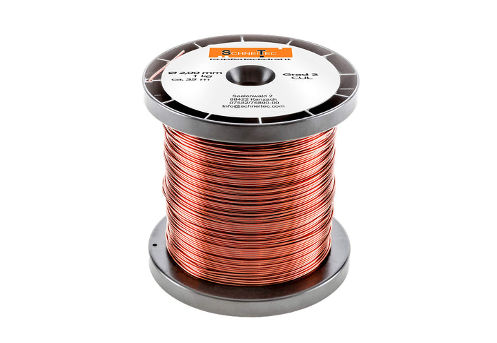 Kupferlackdraht W210 Ø 2,00 mm 1 kg CU Lackdraht Grad 2 CUL Kupferdraht Gewicht 1 Kilogramm Durchmes