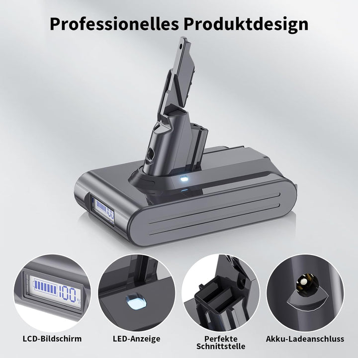 6.0Ah Akku Ersatzakku für Dyson V7: Li-ION Batterie kompatibel mit V7 Absolute Mattress Allergy Trig