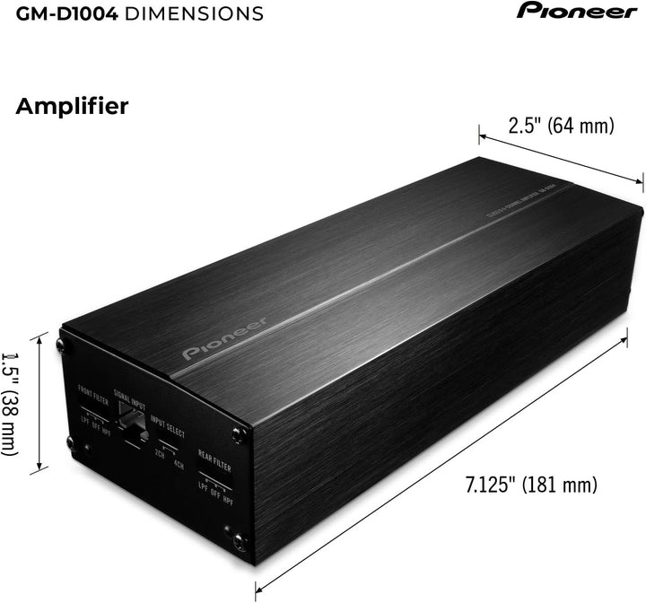 Pioneer GM-D1004 Kompakter 4-Kanal-Class-D-Verstärker mit TVC und Eingangssensor (400 W)