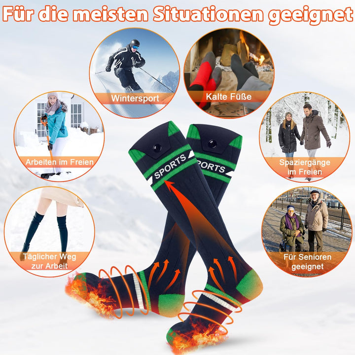 Beheizbare Socken Beheizte Socken,Heizsocken Skisocken 8000 mAh Wiederaufladbare Warme Socken Fusswä