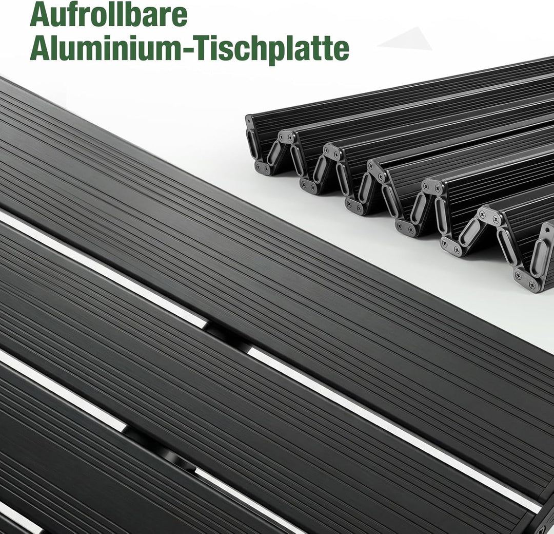 Sekey Campingtisch Faltbar Klapptisch mit Aluminiumrahmen Aufrollbare Tischplatte (72x69cm) Falttisc