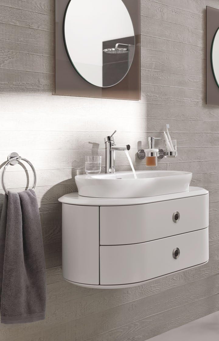 GROHE Essence - Einhand-Waschtischarmatur (wassersparend, mit Temperaturbegrenzer, S-Size), chrom, 3