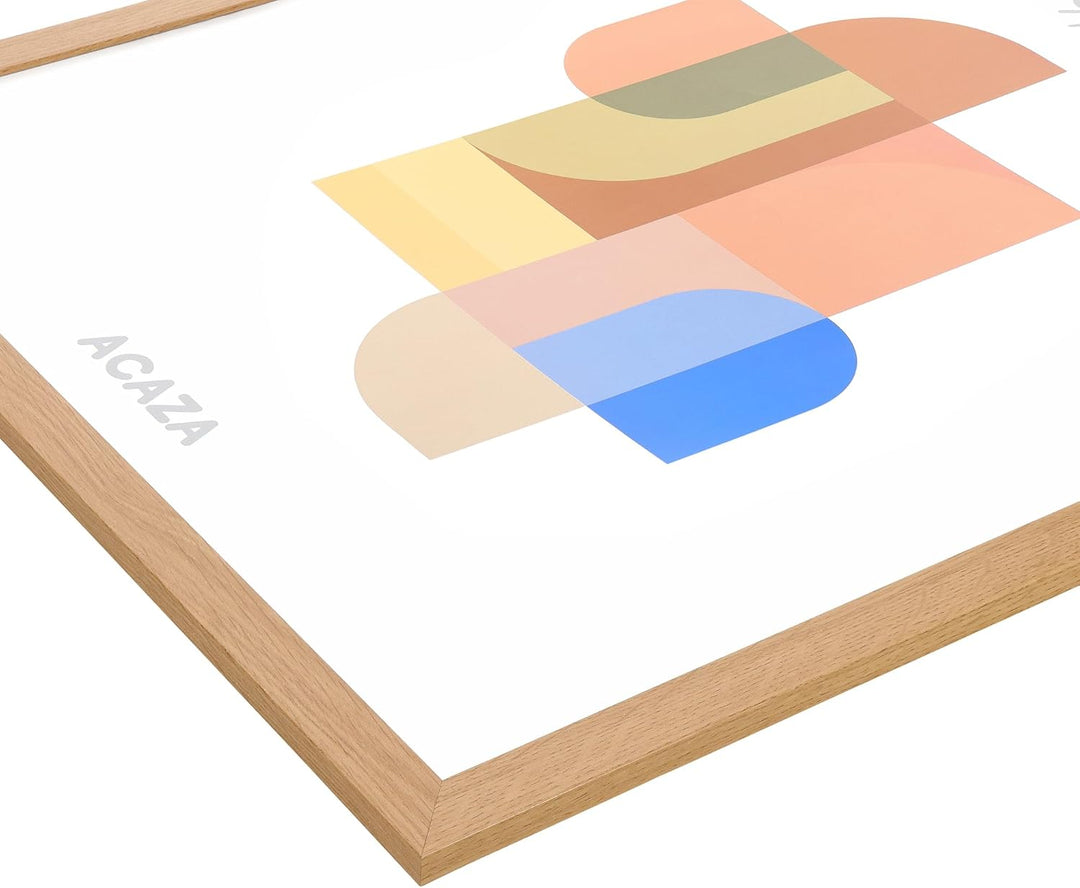 ACAZA A1 Bilderrahmen 59,4x84 cm Format Din A1 Warme Eiche, MDF Holz mit bruchsicherem Acrylglas, fü