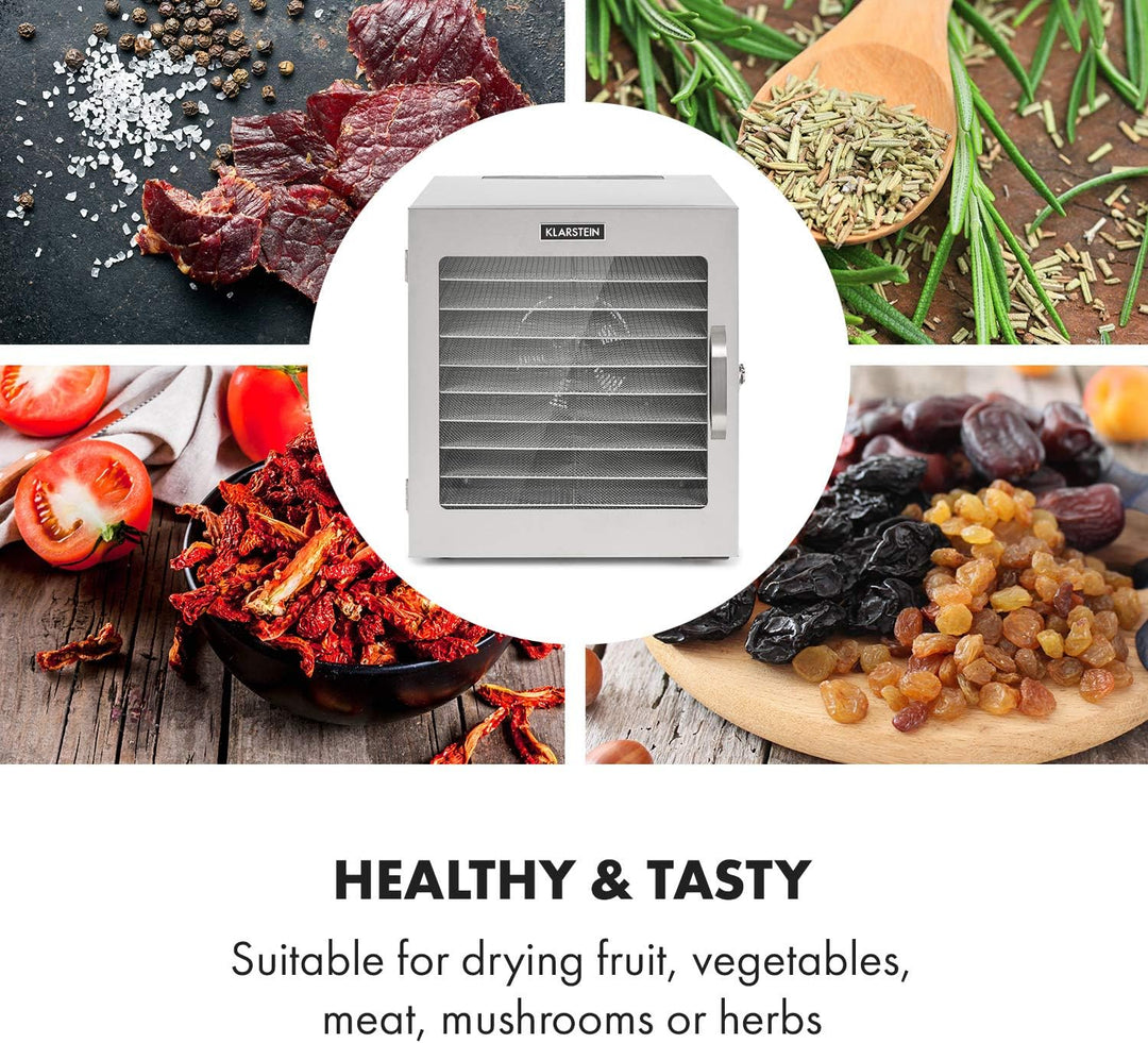 Klarstein Captain Jerky 110 Dörrautomat, 1000 W, Temperatur: 30-90 °C, 24-Stunden-Timer, BPA-frei, T