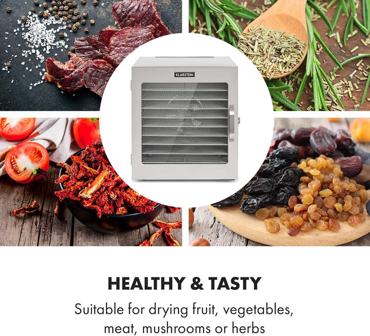 Klarstein Captain Jerky 110 Dörrautomat, 1000 W, Temperatur: 30-90 °C, 24-Stunden-Timer, BPA-frei, T
