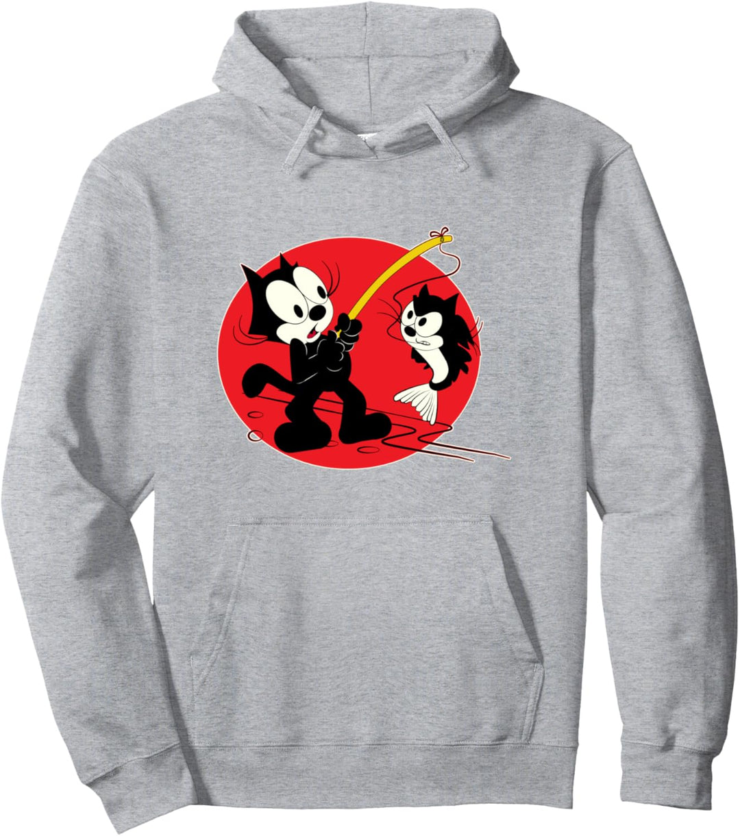 Felix Katze Cartoon Angeln Katze Fisch sieht aus wie Felix Vintage Pullover Hoodie