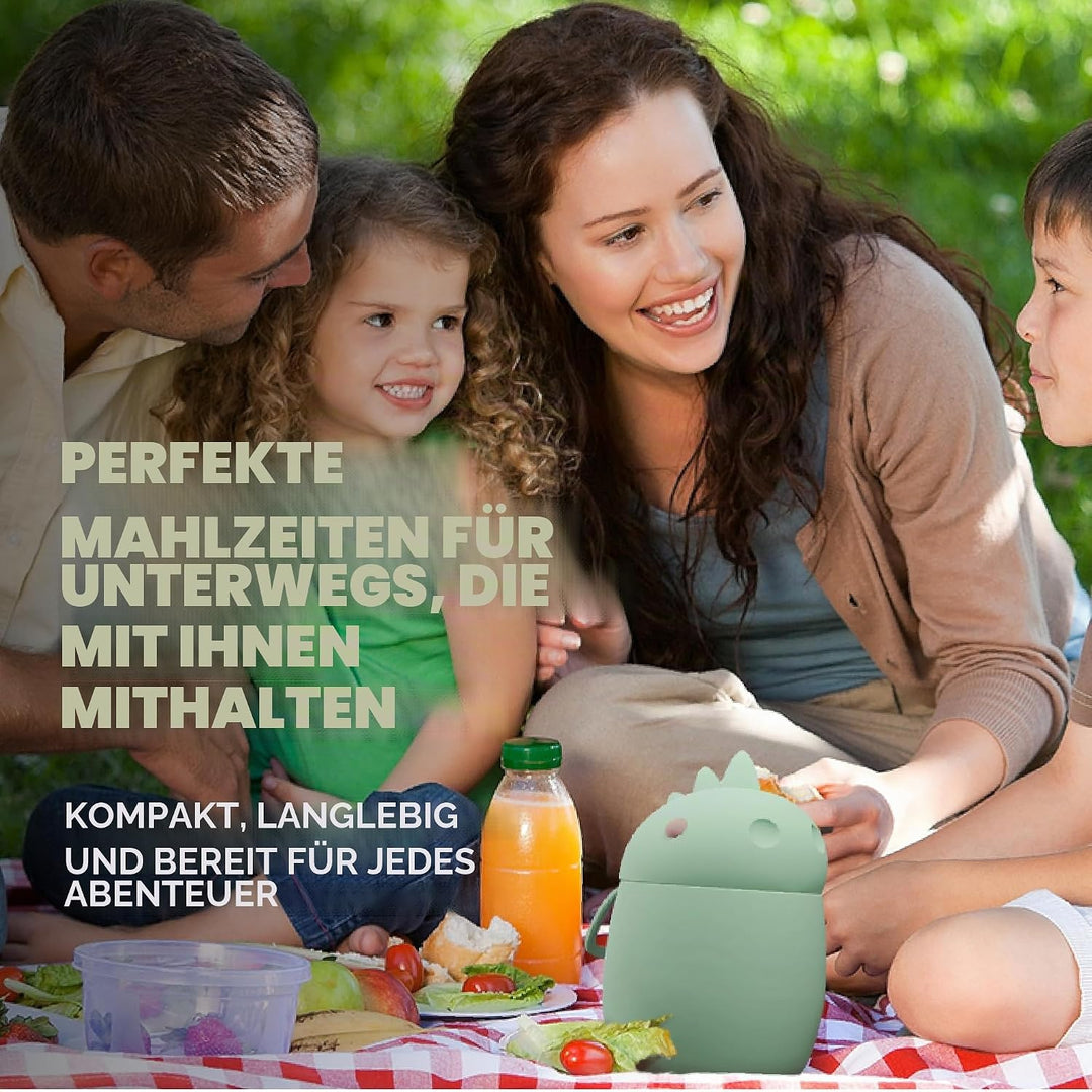 ASOBU BESTIE Lebensmittelbehälter – Vakuumisoliertes Edelstahlglas mit lustigem Silikondeckel – hält