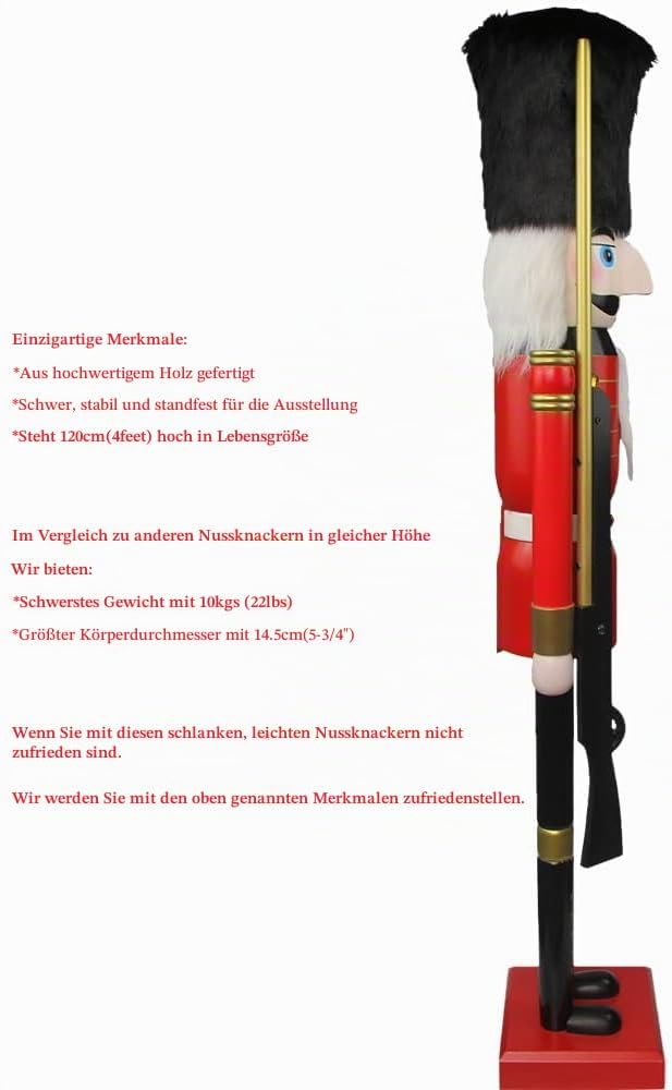 CDL 120 cm Riesen Dekoration Weihnachten Holz Nussknacker Soldat K07