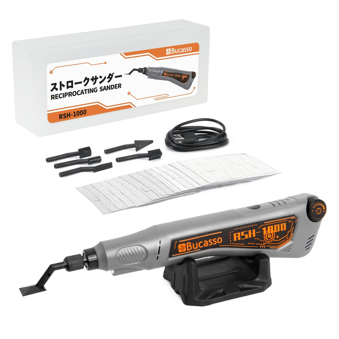 Hubschleifer, variable Drehzahl und USB-Aufladung mit LED-Licht, Stiftschleifer mit 6 Schleifköpfen,