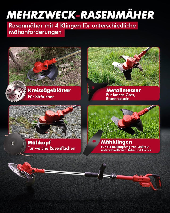 Akku-Rasentrimmer für Makita Akku18V,Rasentrimmer mit Mäherkopf,Rasenkantenschneider,Teleskop-Freisc