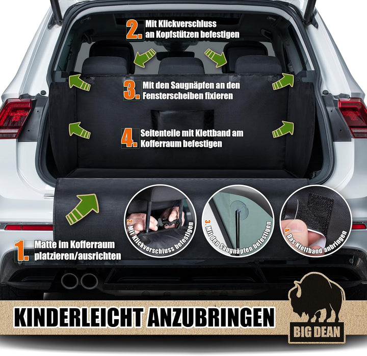 BigDean Universelle Kofferraum Schutzmatte mit Seiten- und Stossstangenschutz – Schmutz- & Wasserabw