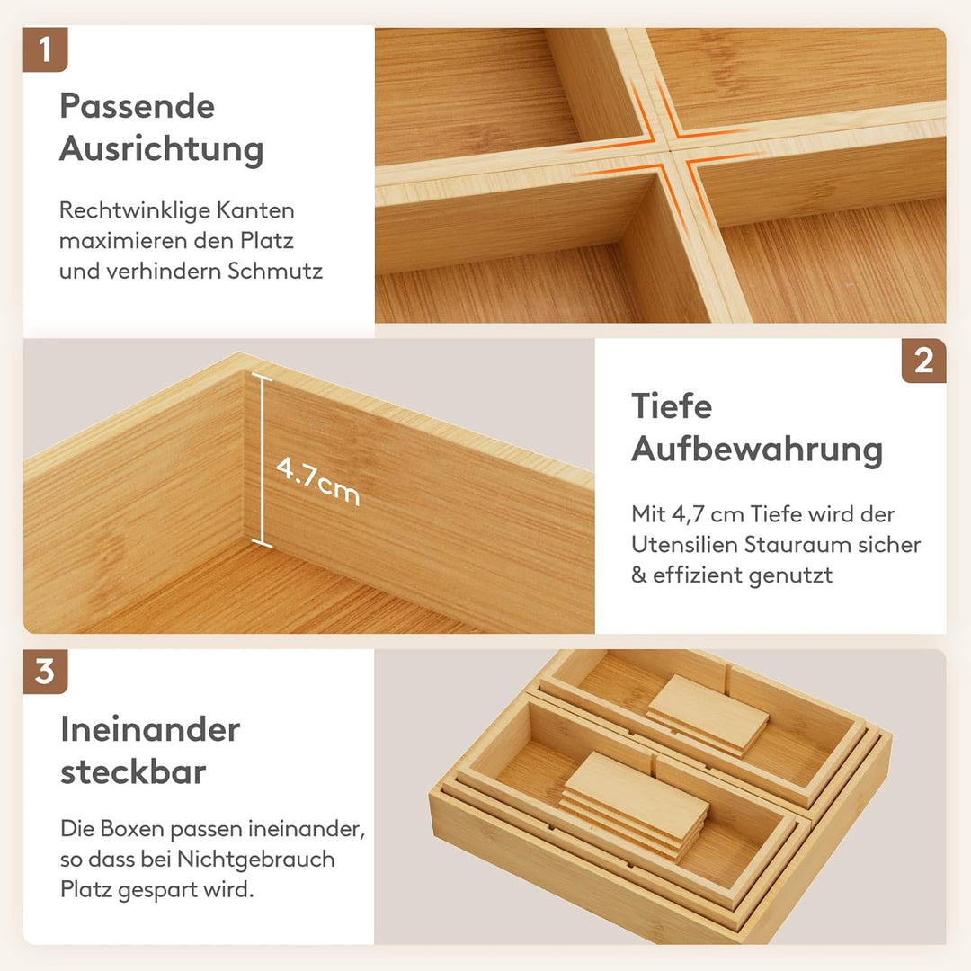 Lifewit 10er-Set Schubladen Organizer mit 6 Einsätzen, Verstellbare Aufbewahrungsbox mit 11 Fächern,