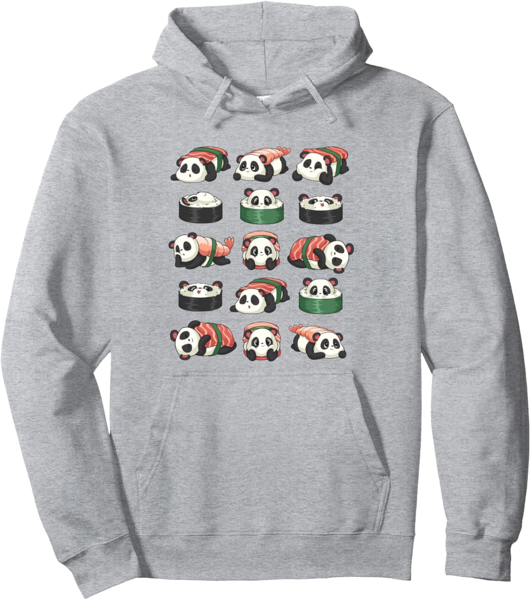Kawaii Niedlicher Anime Panda Otaku Japanisch Sushi Nigiri Pullover Hoodie