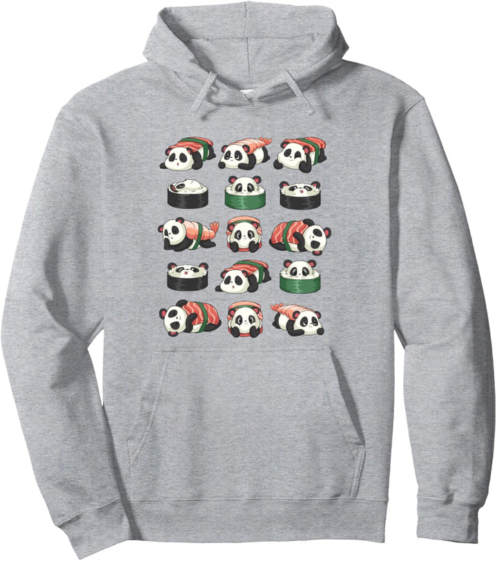 Kawaii Niedlicher Anime Panda Otaku Japanisch Sushi Nigiri Pullover Hoodie