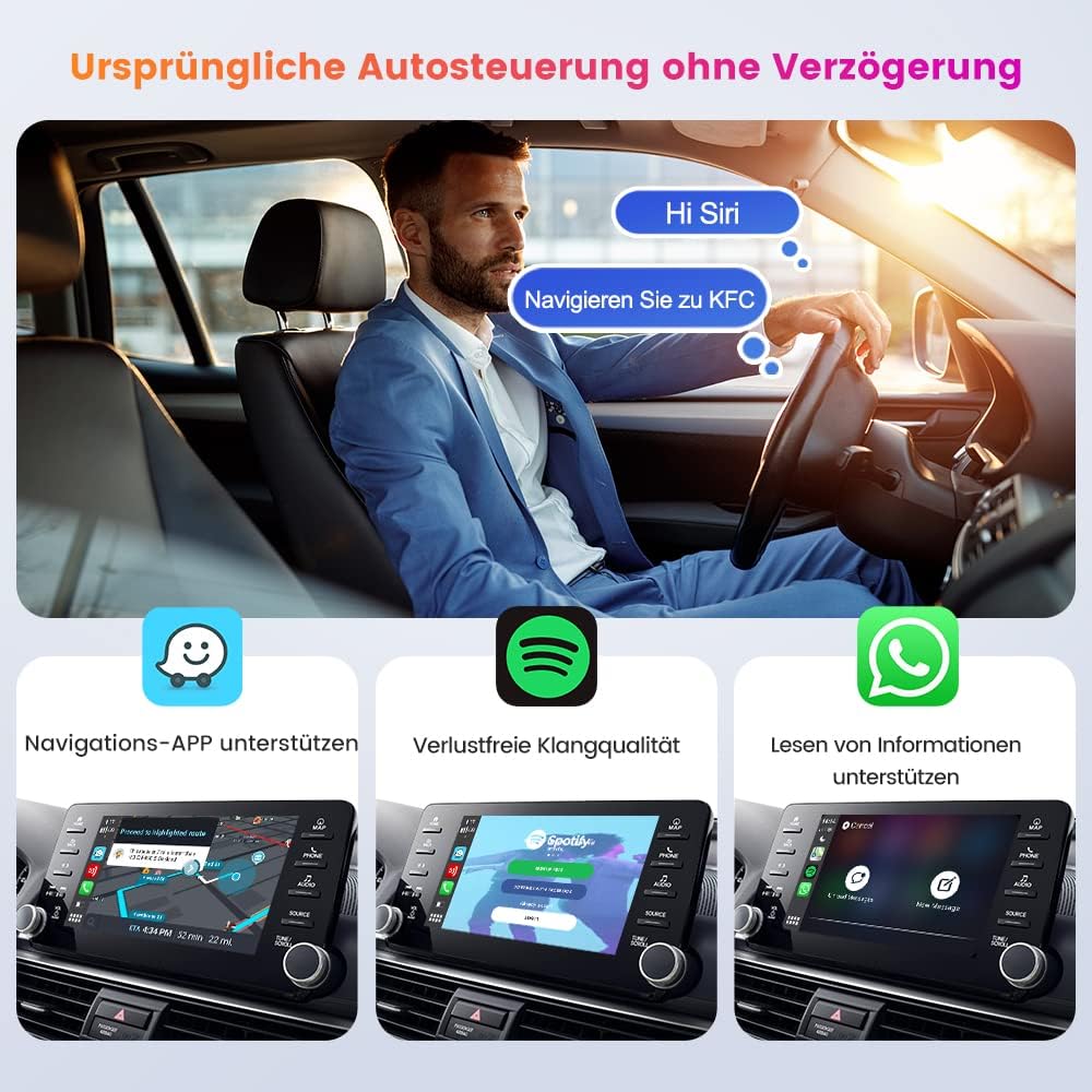 Carlinkit 5.0 Wireless CarPlay und Android Auto 2 in 1 Adapter,Geeignet für Autos mit eingebauten in