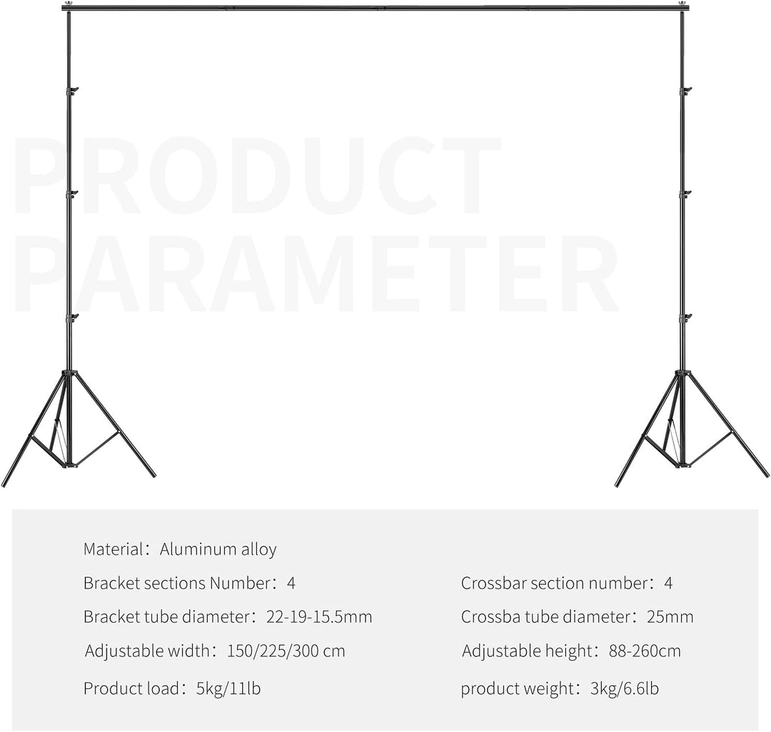 Neewer® Hintergrund Unterstützungssystem 2.6M x 3M/8.5ft x 10ft Set mit Tragetasche für Muslins Hint