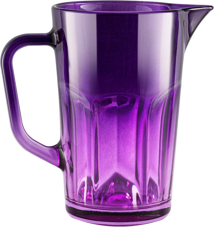 TREND FOR HOME Wasserkaraffe Glas 1 Liter mit Handlichem Griff Bunt Wasserkrug 19 cm Glaskanne Lila