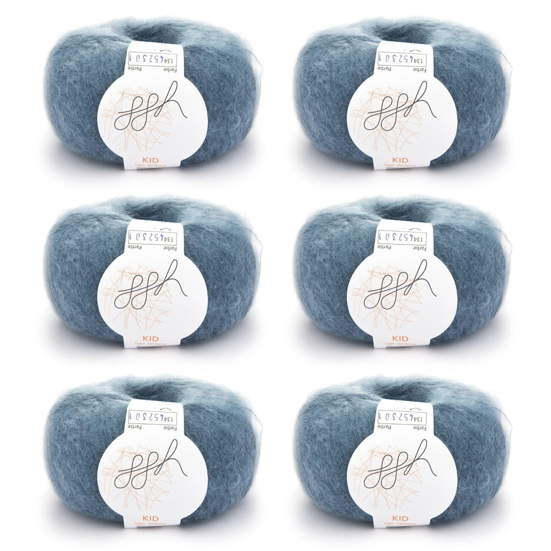 ggh Kid Box - 6 Knäuel Strickwolle aus Kid Mohair - Farbe 134 - Ozean, 134 - Ozean