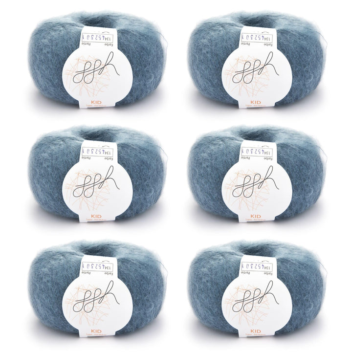 ggh Kid Box - 6 Knäuel Strickwolle aus Kid Mohair - Farbe 134 - Ozean, 134 - Ozean