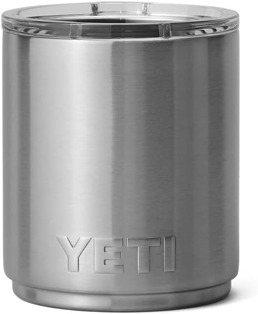 YETI Rambler Lowball, vakuumisolierter Edelstahl-Lowball mit MagSlider-Deckel, Edelstahl, 296 ml, Ed