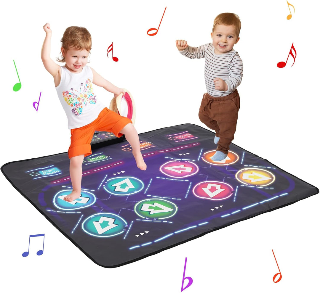 Kinder Doppeltanzmatte, Tanzmatte Kinder Mit Vier Wettkampfmodi 8 LED-Anzeigen,Geeignet Für Kinderta