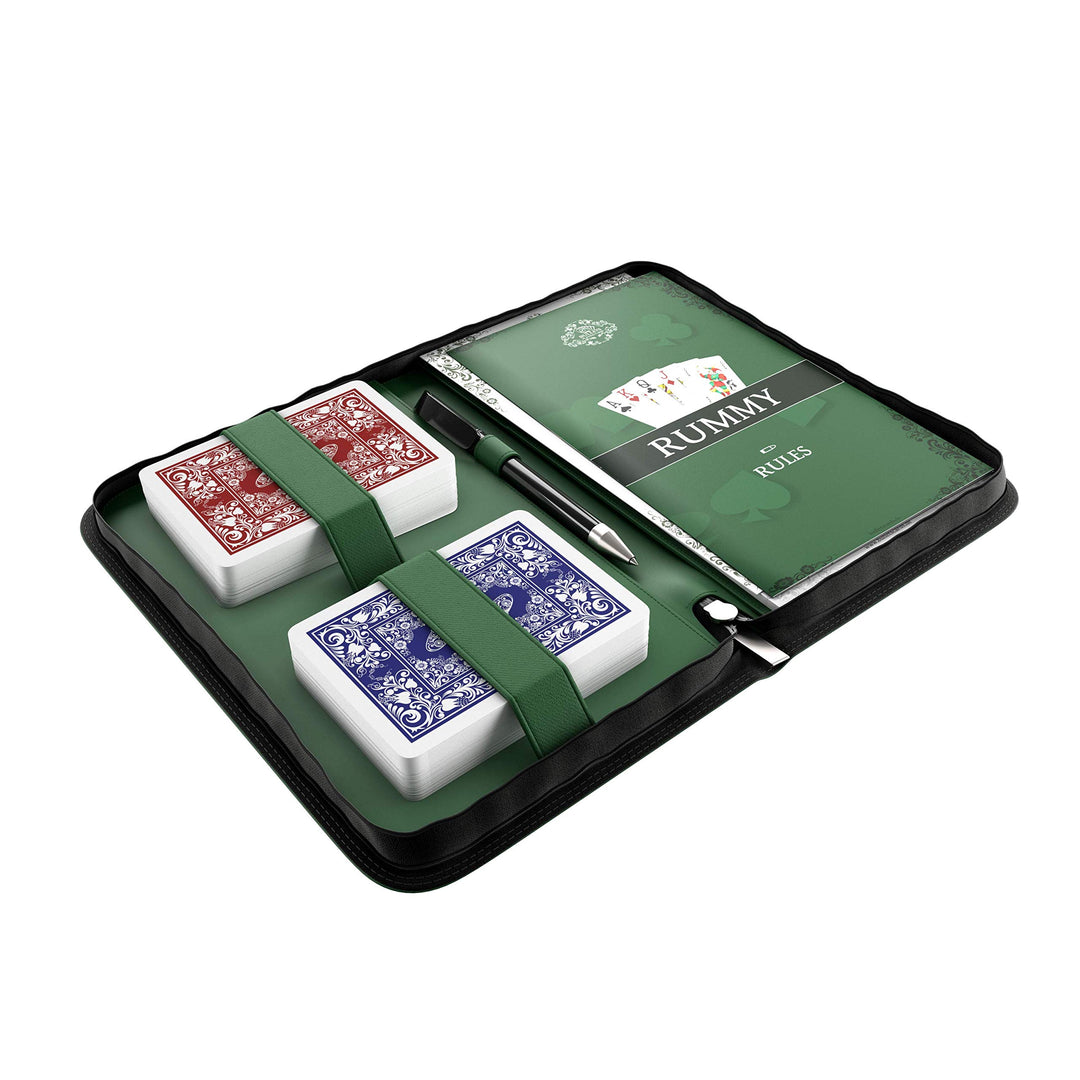 Bullets Playing Cards, Rommee Set, 2X Rommekartendeck in Kunstleder Etui, mit Regelheft, Stift, Noti
