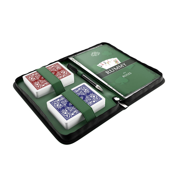 Bullets Playing Cards, Rommee Set, 2X Rommekartendeck in Kunstleder Etui, mit Regelheft, Stift, Noti
