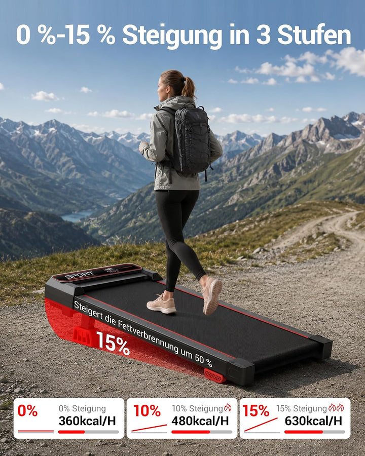 LONTEK 3.0HP Vibration Plate Walking Pad mit Steigung 15% orange, orange