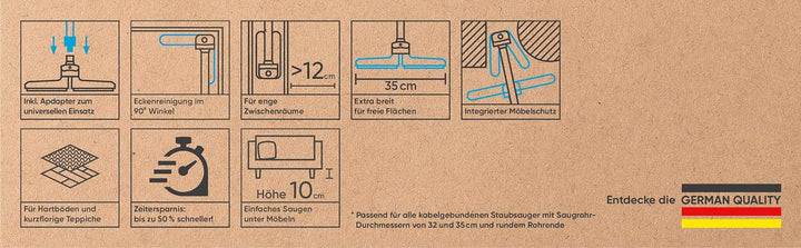 HOOGO® flipflop Universal Staubsauger Bodendüse flex - passend für alle runden 35/32mm Staubsaugerro