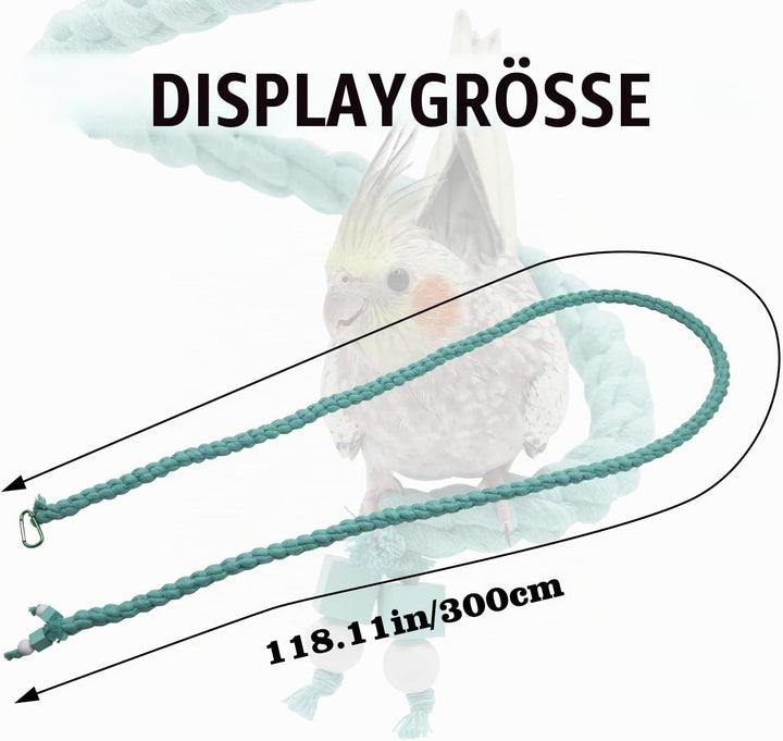 150 cm Extra Langer Vogel-Seil-Sitz, Spiralseil-Schaukelspielzeug für Vogelkäfig, Kletter- und Stehs