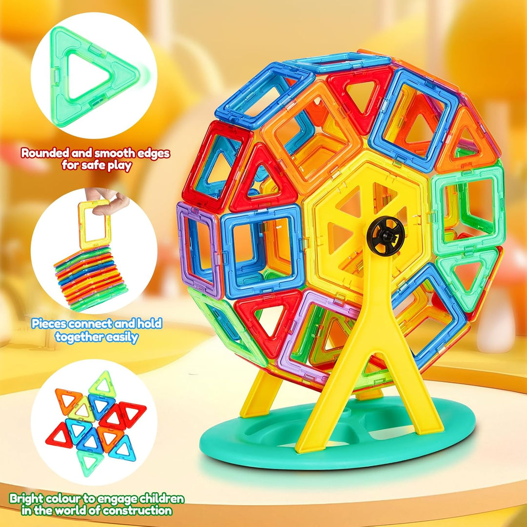 COOLJOYA Magnetische Bausteine 42 Teile | STEM Magnet Bausteine für Kinder | Magnet Montessori Spiel