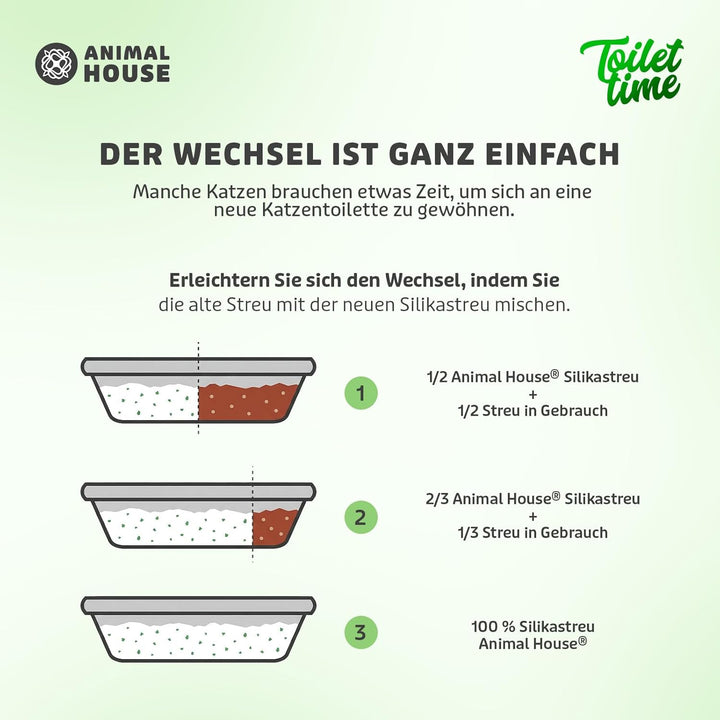 Animal House Toilet Time – 15 l Katzenstreu aus Silikonkristallen – antistatisch und sicher – staubf