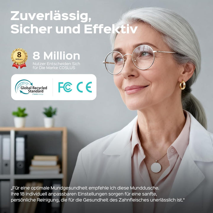 COSLUS Elektrische Munddusche Zahnbürste, Ideal für Reisen und Zuhause