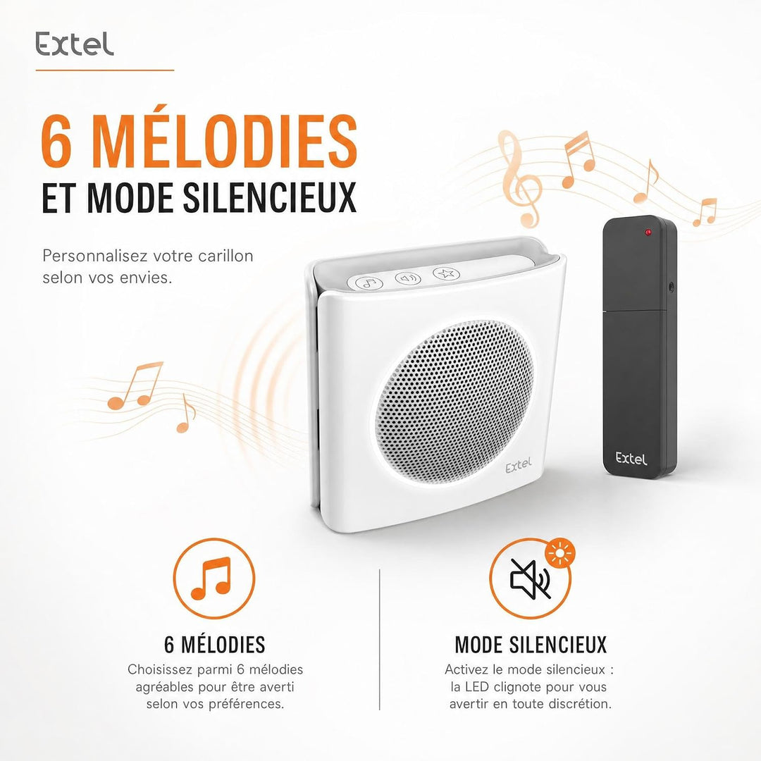 Extel diBi More Funk-Klingelerweiterung, Universal-Funkgong & Klingelverstärker, 200 m Reichweite, k