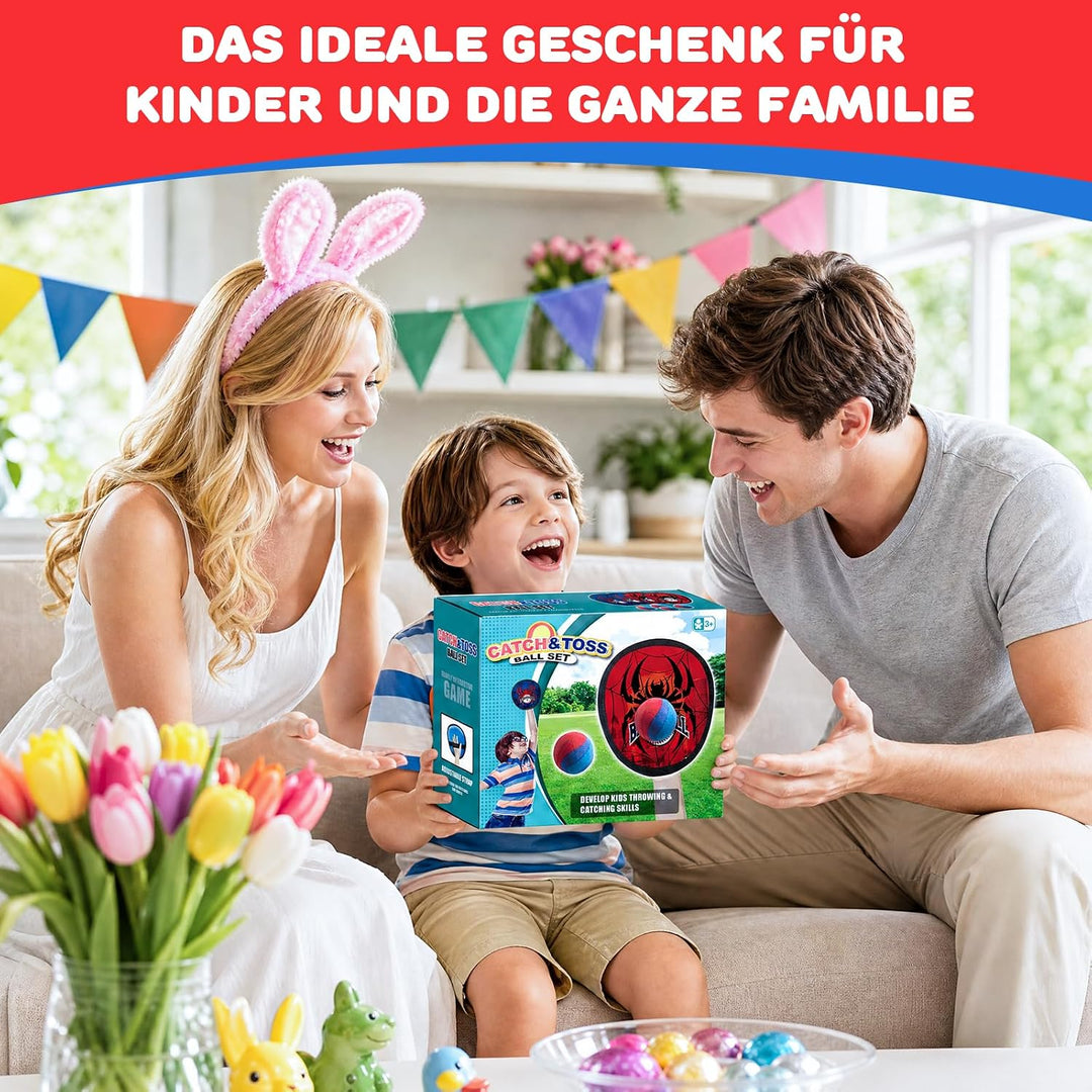 Klettball Set mit 4 Fangscheiben 4 Bälle, Klettballspiel für Kinder ab 3-12 | Ballspiele für Drausse