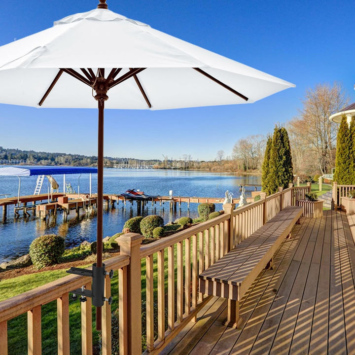 VANROUG Sonnenschirmständer für eckige Balkongeländer(15 mm - 63 mm), Schirmdurchmesser (23 mm - 38