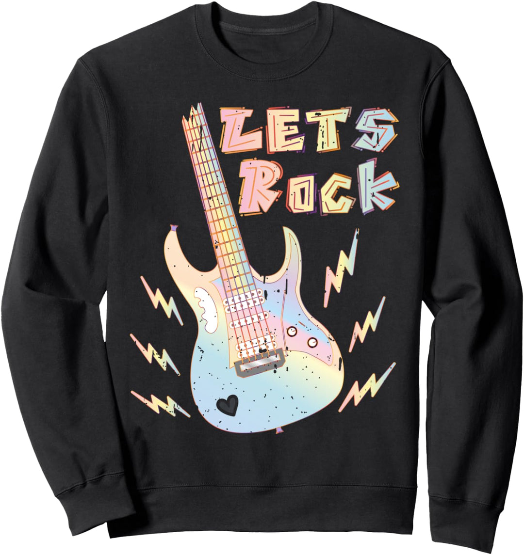 Let's Rock - Mädchen Gitarre - Musik Rock Band Sweatshirt